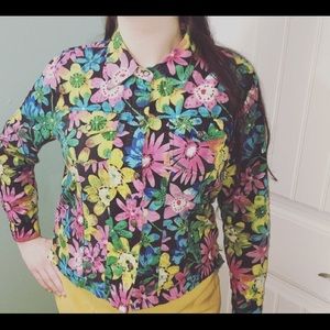 Jane Ashley Vtg Floral sequin Button Up Jacket